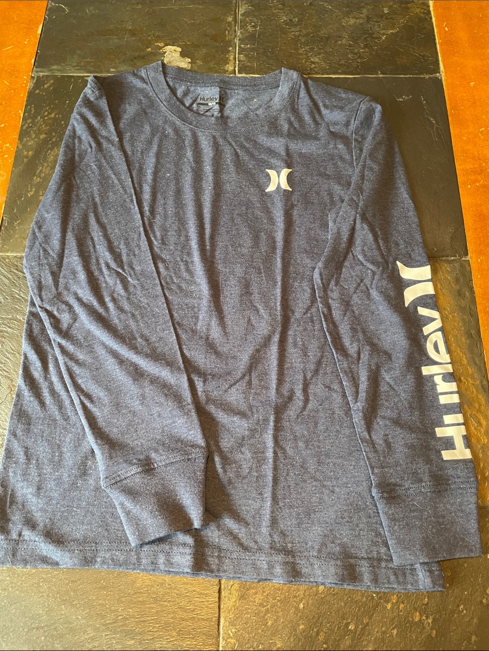 Hurley Navy Heather Long Sleeve Tee with White Logo